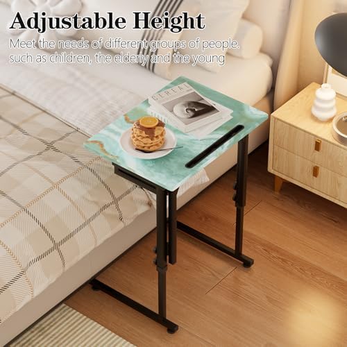 Adjustable Folding TV Tray, C-Shaped Foldable Table, No assembly(Sea Blue) - Image 5