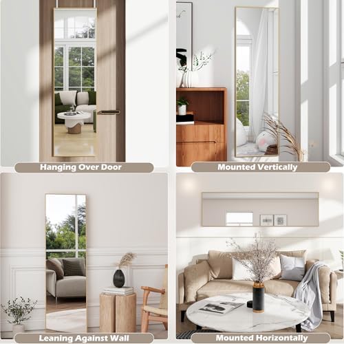 48"x 14" Over the Door Mirror Full Length, Full Body Mirror, Gold - Image 5
