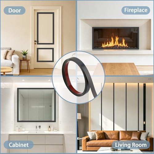 Brushed Black Metalized Finish Molding Trim, Peel and Stick Strip for Mirror Frame, Wall, Fireplace and Home DIY Decoration (32.8 ft x 0.8 inch) - Image 5