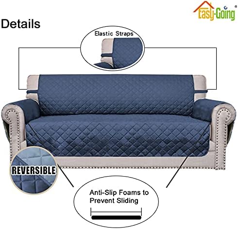 Easy-Going Oversized Chair Sofa Slipcover Reversible Sofa Cover Water Resistant Couch Cover Furniture Protector Cover with Elastic Straps for Pets Dog (Oversized Chair, Dark Blue/Light Blue) - Image 3