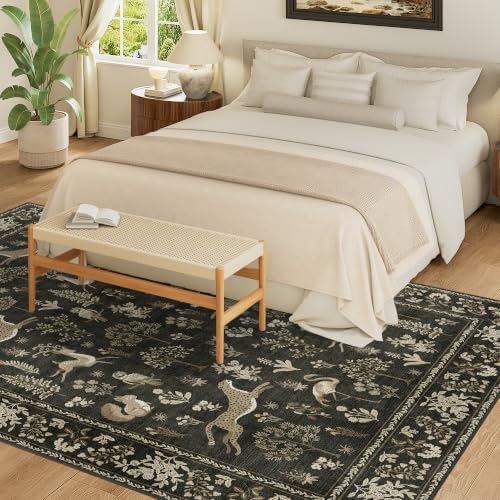 DUKINO 5x7 Area Rugs, Washable Animal Rug for Living Room, Charcoal Black - Image 5