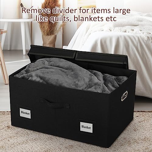 Graciadeco 75 Quarts Extra Large Decorative Storage Bins with Lids, 3 Packs Black Collapsible Storage Bins with Lids, Stackable Storage Bins Decorative Box Storage With Lid Extra Large - Image 6