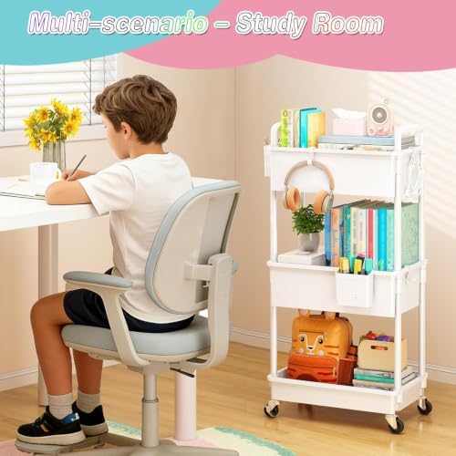 SUNALLY Baby Diaper Caddy Cart,3 Tier Rolling Diaper Cart for Nursery,White - Image 5
