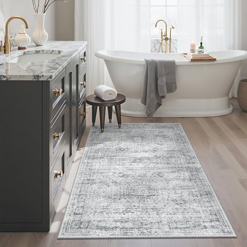Soalmost 3x4 Rugs Non-Slip, Small Washable Kitchen Entryway Area Rug Grey - Image 3