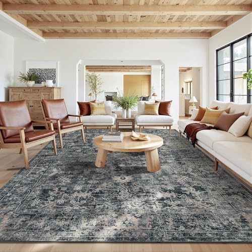 Rugxara Blue 10x14 Area Rugs for Living Room Bedroom Large Washable Rug by Rugxara