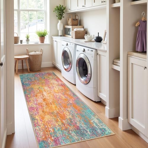 RELEANY Washable Runner 2'x10' Abstract Area Rug for Hallway Starlight - Image 3
