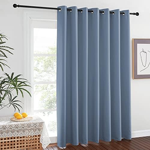 NICETOWN Closet Door Curtain, Room Separator Heavy Curtains Screens Partitions, Utter Blackout Extra Large Grommet Top Folding Room Dividers Curtain Panel (1 Piece, 9ft Tall x 15ft Wide, Stone Blue) - Image 7
