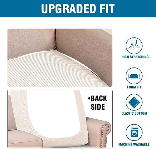 H.VERSAILTEX Super Stretch Individual Chaise Cover Sectional Couch Covers for L Shaped Sofa Both Left/Right Featuring Thick Jacquard Textured Twill Fabric (1 Piece Chaise Cover, Ivory) - Image 6