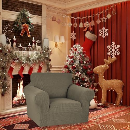 KEKUOU Stretch Chair Sofa Slipcover, Single Couch Cover,Khaki - Image 2