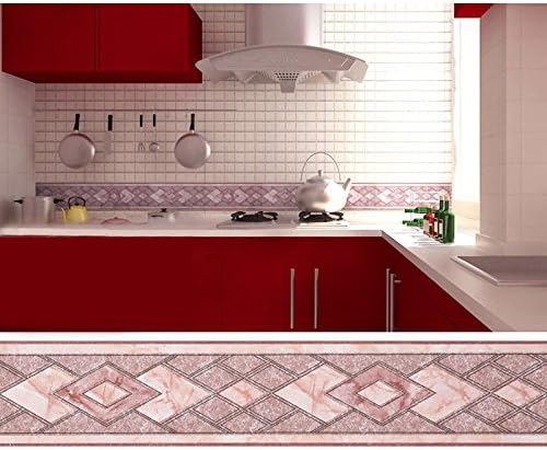 Creation Core 4.2x196.8 Waterproof Wallpaper Border 3D Pattern Wall Decor Removable Self Adhesive Kitchen Bathroom Tiles Stciker, Diamond Red - Image 2