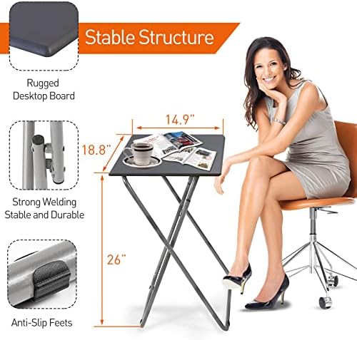 Garden 4 you Folding TV Tray Table/TV Dinner Trays Tables for Eating,Stable Tv Trays Table 25In, Folding Tray Side Table, Foldable Snack Tables for Bed & Sofa, 15 x 18.9 x 26 in (Grey,1PC) - Image 3