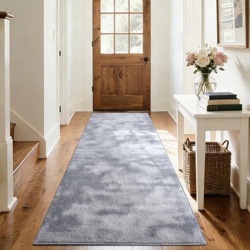 2x8 Tie-dye Grey Runner Rug Non-Slip Washable for Hallway Kitchen Bedroom - Image 5
