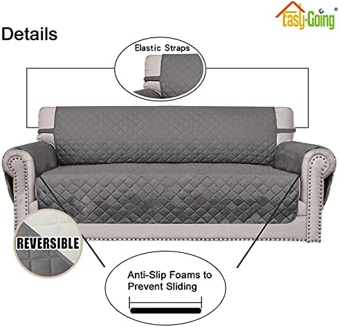 Easy-Going Reversible Couch Cover, Oversized Chair, Gray/Ivory - Image 3