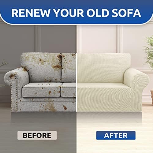 KEKUOU Stretch Oversized Couch Covers for Sofa Slipcover,Beige - Image 7