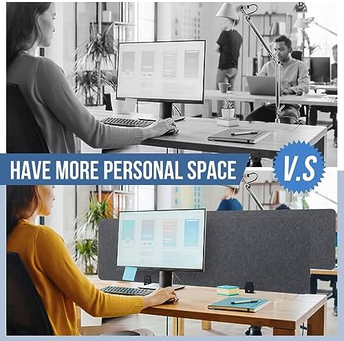Yaomiao 4 Pack Acoustic Desk Divider Soundproof Desk Privacy Panel Freestanding Partitions Sound Absorbing Divider for Office Reduce Noise and Visual Distractions 47.3" x 16"(Dark Gray) - Image 3