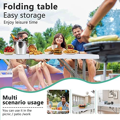 FDW | 4FT Folding Table | White | Portable Plastic Table - Image 5