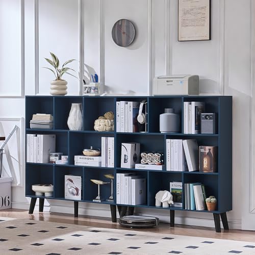 LEYAOYAO 8 Cube Bookshelf,Mid-Century Modern Book Shelf with Legs,Dark Blue - Image 5