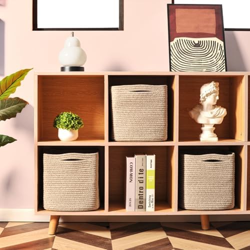 ICERZCZ 13 Inch Cube Closet Storage Bins 13x13x13 in, Mixed Brown Pack of 3 - Image 3