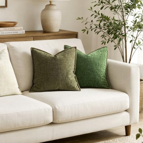 MIULEE Decorative Couch Throw Pillow Covers 16x16 Inch Olive Green 2 Pack - Image 4