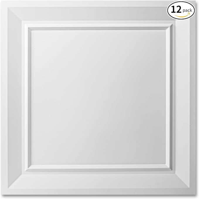 Art3dwallpanels Ceiling Tiles, 24 x 24 Inch, 12 Pcs, White | Drop Ceiling Tiles, High Grade PVC Wall Panels, Drop in, Fire Rated, Waterproof, Light Weight, Cover 48 Sq.Ft - Image 8
