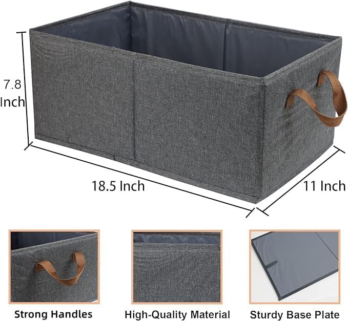 Fordonral Pack of 3 Large Capacity Storage Bins Closet Organizer System, Sturdy Foldable Storage Boxes for Organizing Clothing, Sheets, Toys, Books - Shelf Organizer Shelves Basket Storage Bin - Image 3
