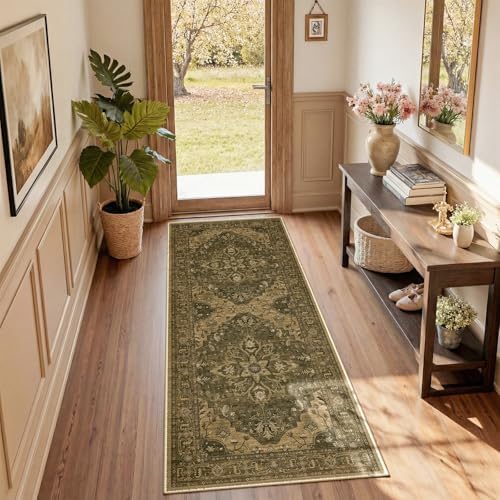 RELEANY Washable Area Rug, Runner 2'x5', Brown/Dark Brown by RELEANY