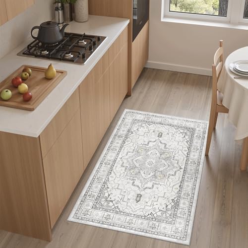 Madane Washable Area Rug 2x3 Small Entryway Rugs Non-Slip, Grey - Image 2