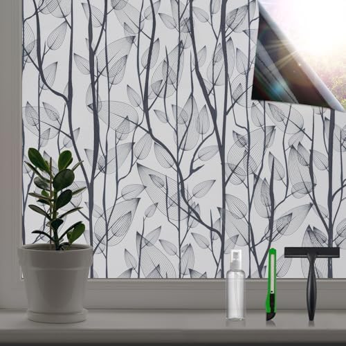 DKTIE Leaf Pattern Window Tint Blackout Window Cover 17.7'' x 78.7'' by Dktie