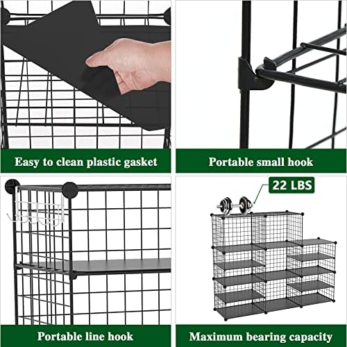 C&AHOME Wire Cube Storage Unit, Interlocking Metal Wire with Divider, Black - Image 6