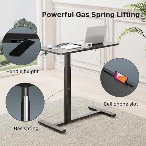Gibbon Mounts 32” Rolling Mobile Standing Desk, Bedside Table with Wheels - Image 5