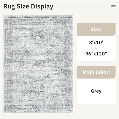 Soalmost Washable Area Rug 8x10 Large Soft Grey Rugs for Living Room - Image 6