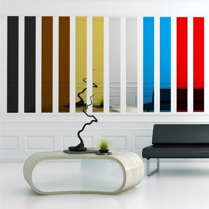 10Pcs Acrylic Mirror Wall Stickers Striped Design Mirror Art Tile Decal DIY Self Adhesive Wall Line Border Decals Removable Wall Stickers and Murals for Home Decor 5 * 20cm （Red） - Image 6