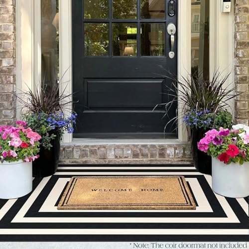 3x5 Modern Entry Rug - Small Washable Indoor Outdoor Mats for Front Door Non-Slip Porch Rug Black White Geometric Striped Throw Rugs for Living Room Bedroom Entryway Kitchen Office Porch Decor - Image 4