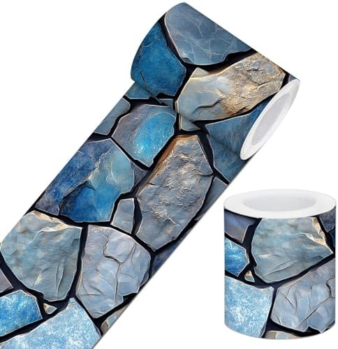 IVN Wallpaper Border Peel and Stick Wall Blue Stone 4x196 Inch by IVN