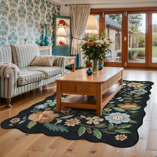 Lahome Floral Rugs for Living Room, 5x7 Area Rugs Soft Washable Bedroom Rug - Image 3