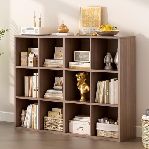 OSCHF 12-Cube Storage Shelf Bookcase, Walnut by OSCHF
