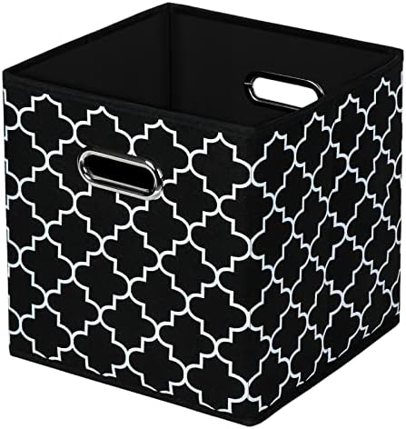 Black Foldable Storage Cubes Bins , Fabric Storage Box Cubes Organizer Baskets with Dual Handles for Home Organizer Black Light by HEAYEEG