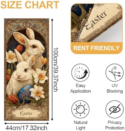 Cmialusie Easter Bunny Window Film 39.3 x 17.3 Inch Cling - Image 5
