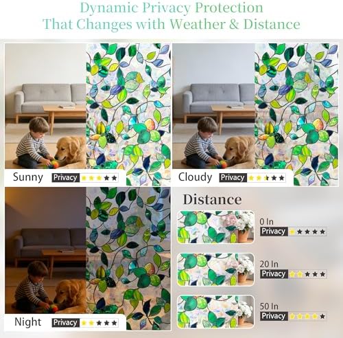 Finnez Window Privacy Film, Stained Glass Rainbow, Green, 23.6" x 157.4" - Image 7