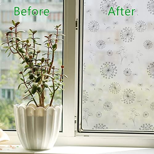 FILMGOO Window Privacy Film 4D Decorative Stained Glass Decals Static Cling Window Sticker Non-Adhesive (Dandelion,17.5 Inch x 6.5 Feet) - Image 2