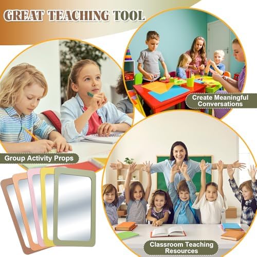 Dandat 10 Pcs 6x4 Shatter Proof Unbreakable Kids Mirrors, Earth Tone Color - Image 5