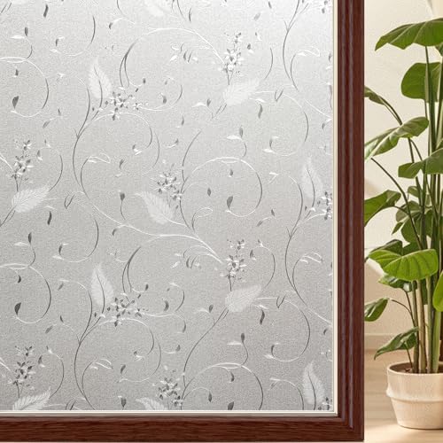 Bloss Privacy Window Film Frosted Glass Window Film Non Adhesive Window Cling Privacy Film Removable Decorative Bathroom Door Window Covering (23.6 x 78.7 Inch) by Bloss