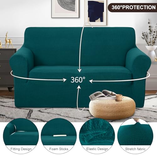 U-NICE HOME Loveseat Cover Stretch Couch Cover Sofa Slipcover, Blue - Image 3