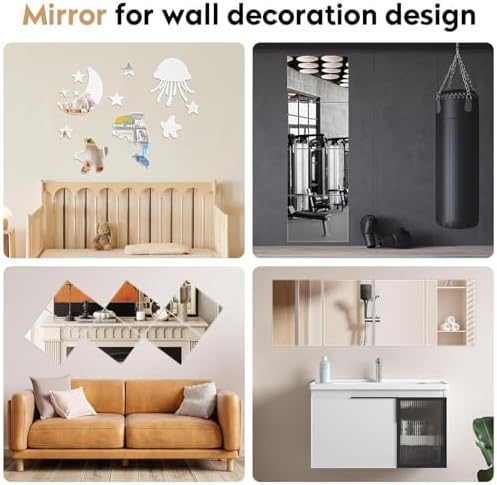 12"x12" Square Self Adhesive Acrylic Mirror Tiles 8 Pack - Image 2