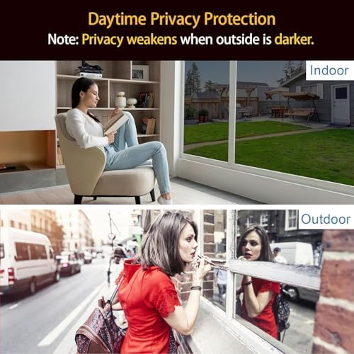 One Way Window Privacy Film Sun Heat Blocking, Reflective Mirror for Glass Windows Cover, Static Cling, Removable, Anti-UV, Anti-Glare Window Tint for Home, Silver, 35.4 Inch * 78.74 Inch - Image 2