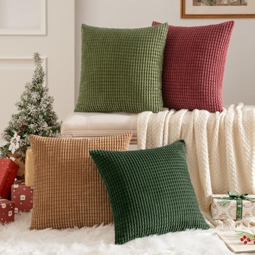 MIULEE Modern Decorative Pillow Covers 18x18 Inch Set of 4 Christmas Green - Image 2