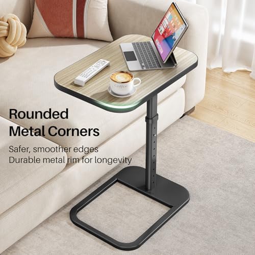 Driftwood Grey TV Tray Table, Adjustable Height & Rounded Metal Corners, Snack Table for Couch, Sofa, Bed, Chair, Living Room, C Shaped End Side Table for Eating, Dinner or Laptop, Small Spaces - Image 5