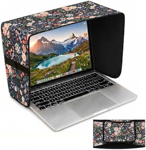 SATINIOR Laptop Shade 13-14 Inch, Outdoor Black Floral Pattern by SATINIOR