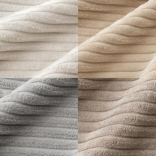 MIULEE Soft Corduroy Decorative Throw Pillow Covers Neutral Tan 18x18 - Image 3
