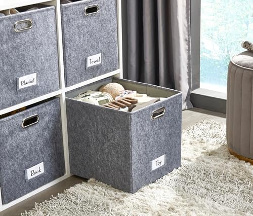 DECOMOMO Felt Storage Bins, 13x15x13 Storage Cube Bins with Labels - Image 2